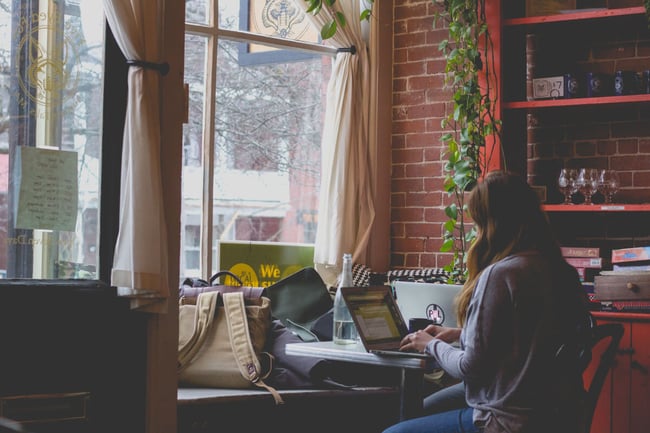 Girl with laptop picture by Bonnie Kittle https://unsplash.com/search/work?photo=GiIZSko7Guk