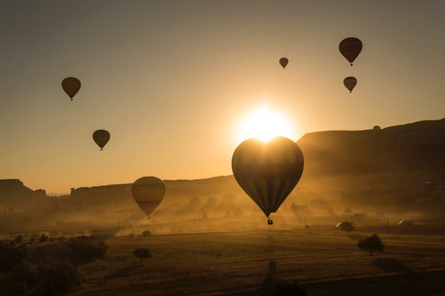 Hot air balloons in the horizon
