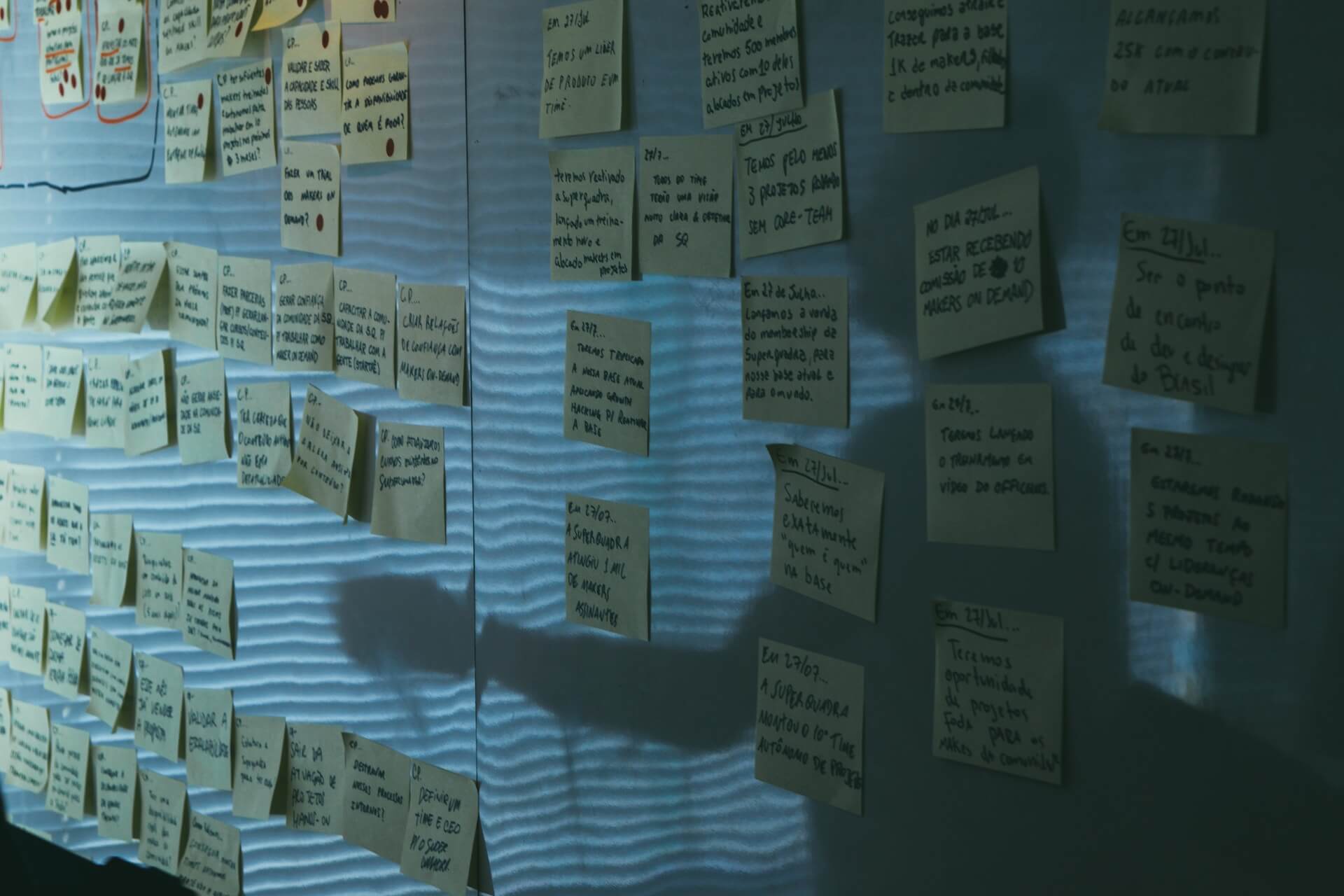 kanban board with post it notes